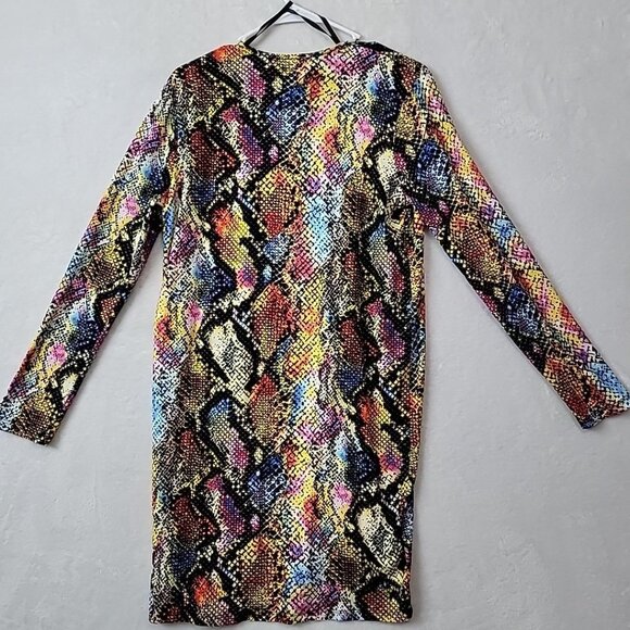 NWT Love J Women's Swimsuit Cover-up Open Front Size Sm Rainbow Snakeskin Beach - Picture 6 of 13